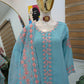 Embroidered Fox Georgette Palazzo Suit