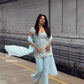 Embroidered Fox Georgette Palazzo Suit Set