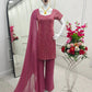 Embroidered Fox Georgette Palazzo Suit Set