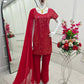 Embroidered Fox Georgette Palazzo Suit Set