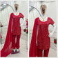 Embroidered Fox Georgette Palazzo Suit Set