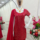 Embroidered Fox Georgette Palazzo Suit Set