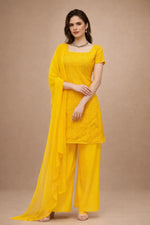 Embroidered Fox Georgette Palazzo Suit Set