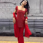 Embroidered Fox Georgette Palazzo Suit Set