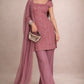 Embroidered Fox Georgette Palazzo Suit Set