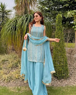 Embroidered Fox Georgette Palazzo Suit with Dupatta