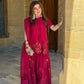 Embroidered French Crepe Farshi Palazzo Suit with Organza Dupatta