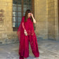 Embroidered French Crepe Farshi Palazzo Suit with Organza Dupatta