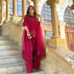 Embroidered French Crepe Farshi Palazzo Suit with Organza Dupatta