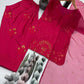 Embroidered French Crepe Farshi Palazzo Suit with Organza Dupatta