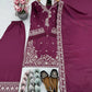 Embroidered French Crepe Palazzo Suit with Dupatta