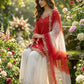 Embroidered French Crepe Top Palazzo Set with Organza Dupatta