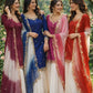 Embroidered French Crepe Top Palazzo Set with Organza Dupatta