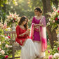 Embroidered French Crepe Top Palazzo Set with Organza Dupatta