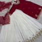 Embroidered French Crepe Top Palazzo Set with Organza Dupatta
