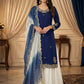 Embroidered French Crepe Top Palazzo Set with Organza Dupatta