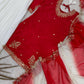 Embroidered French Crepe Top Palazzo Set with Organza Dupatta