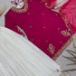 Embroidered French Crepe Top Palazzo Set with Organza Dupatta