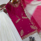 Embroidered French Crepe Top Palazzo Set with Organza Dupatta