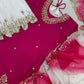 Embroidered French Crepe Top Palazzo Set with Organza Dupatta