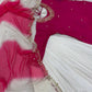 Embroidered French Crepe Top Palazzo Set with Organza Dupatta