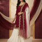 Embroidered French Crepe Top Palazzo Set with Organza Dupatta