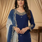 Embroidered French Crepe Top Palazzo Set with Organza Dupatta