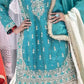 Embroidered GMY Silk Kurta Palazzo Set with Dupatta