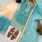 Embroidered GMY Silk Kurta Palazzo Set with Dupatta