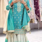 Embroidered GMY Silk Kurta Palazzo Set with Dupatta