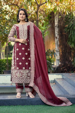 Embroidered GMY Silk Kurta Pant Set with Dupatta