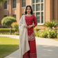 Embroidered GMY Silk Kurti Palazzo Set with Dupatta