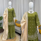 Embroidered GMY Silk Kurti Palazzo Set with Dupatta