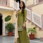Embroidered GMY Silk Kurti Palazzo Set with Dupatta