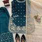 Embroidered GMY Silk Kurti Palazzo Set with Dupatta