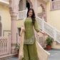 Embroidered GMY Silk Kurti Palazzo Set with Dupatta