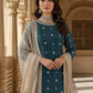 Embroidered GMY Silk Kurti Palazzo Set with Dupatta