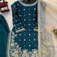 Embroidered GMY Silk Kurti Palazzo Set with Dupatta