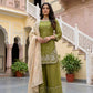 Embroidered GMY Silk Kurti Palazzo Set with Dupatta