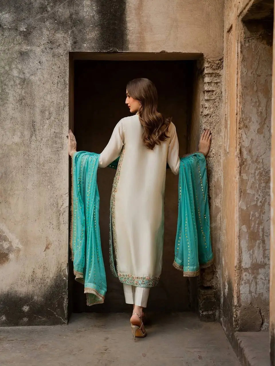 Embroidered GMY Silk Palazzo Suit Set Top-Bottom And Dupatta Set Fully Stitched Ready To Wear