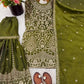 Embroidered GMY Silk Sharara Palazzo Set with Dupatta