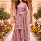 Embroidered GMY Silk Sharara Palazzo Set with Dupatta