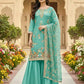 Embroidered GMY Silk Sharara Palazzo Set with Dupatta