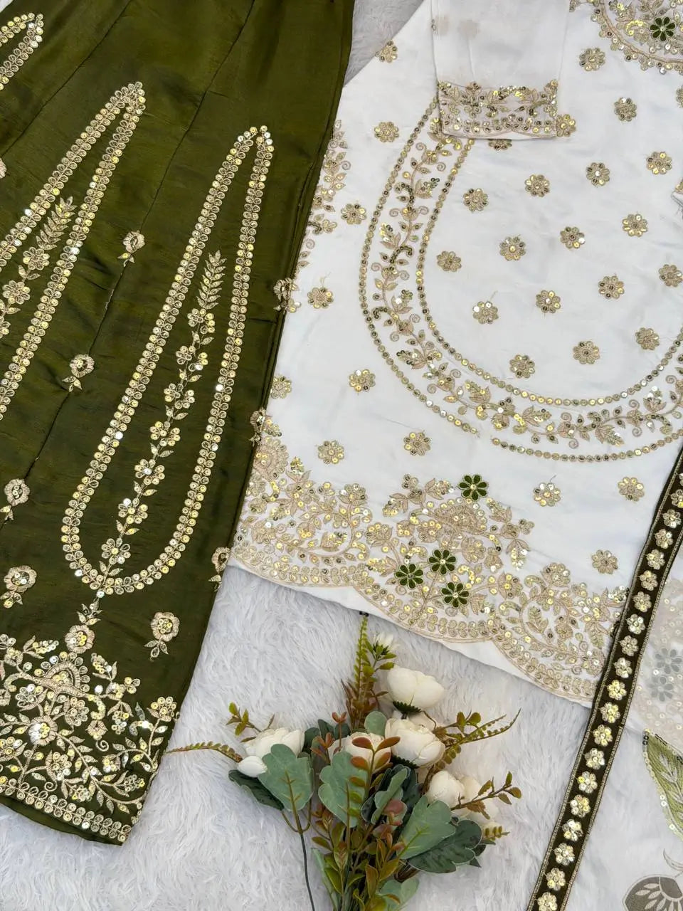 Embroidered GMY Silk Sharara Palazzo Set with Dupatta