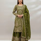 Embroidered GMY Silk Sharara Palazzo Set with Dupatta