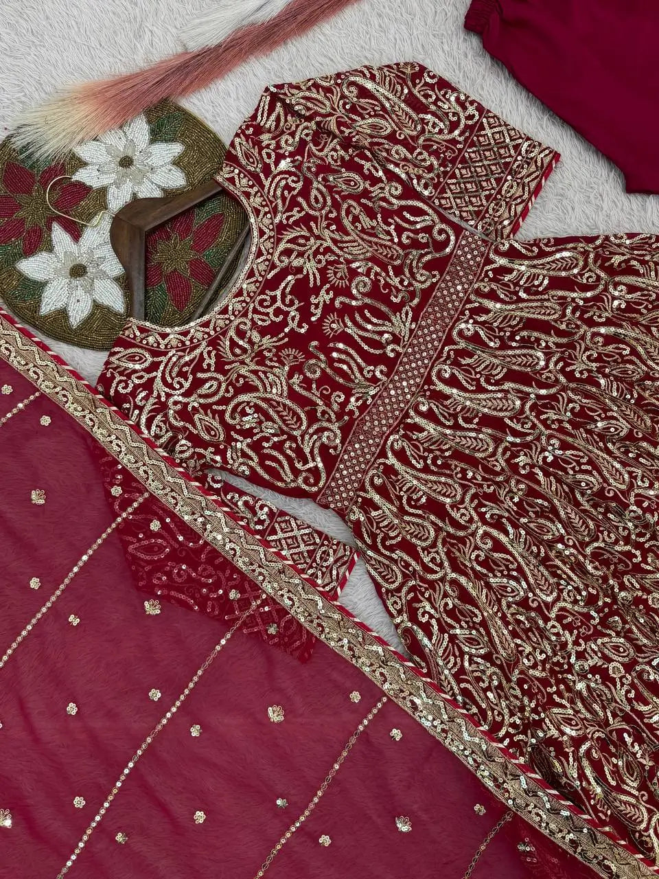 Embroidered Georgette Anarkali Gown Set