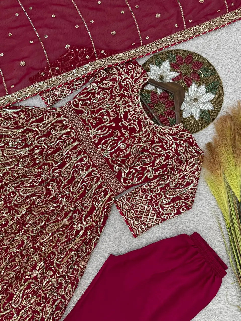 Embroidered Georgette Anarkali Gown Set