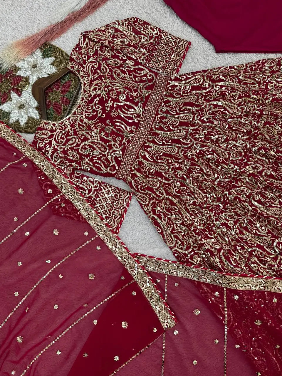 Embroidered Georgette Anarkali Gown Set