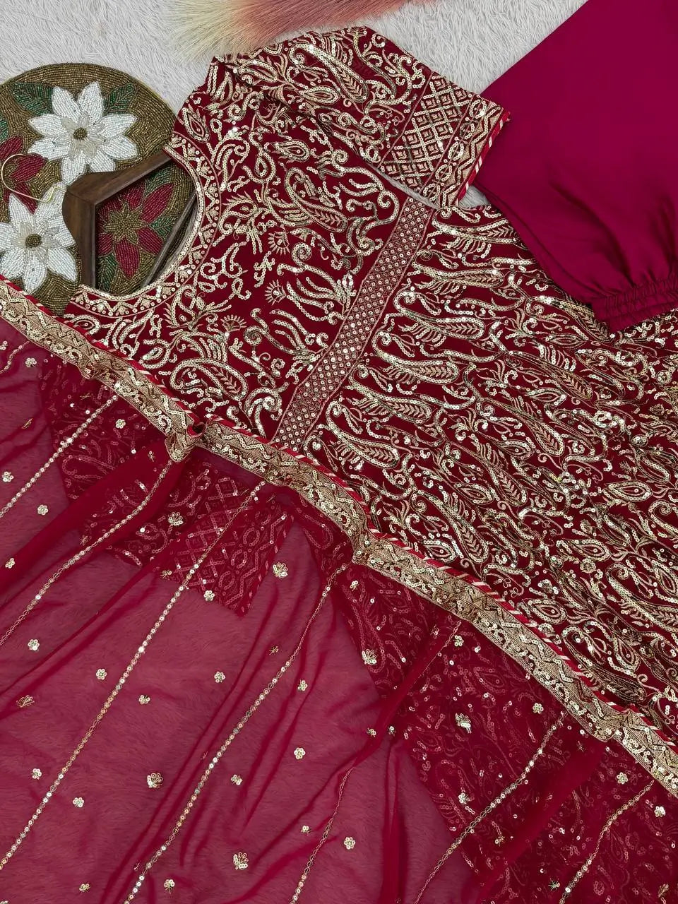 Embroidered Georgette Anarkali Gown Set