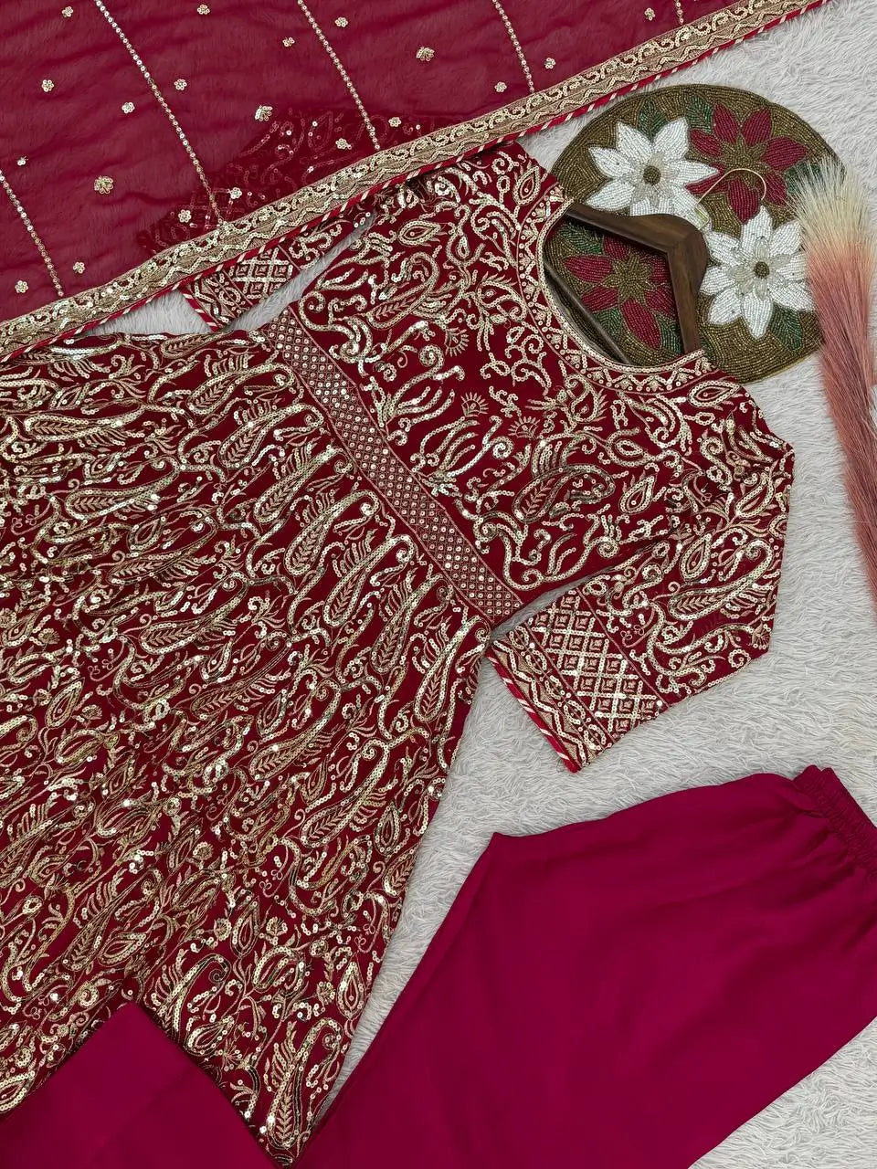 Embroidered Georgette Anarkali Gown Set